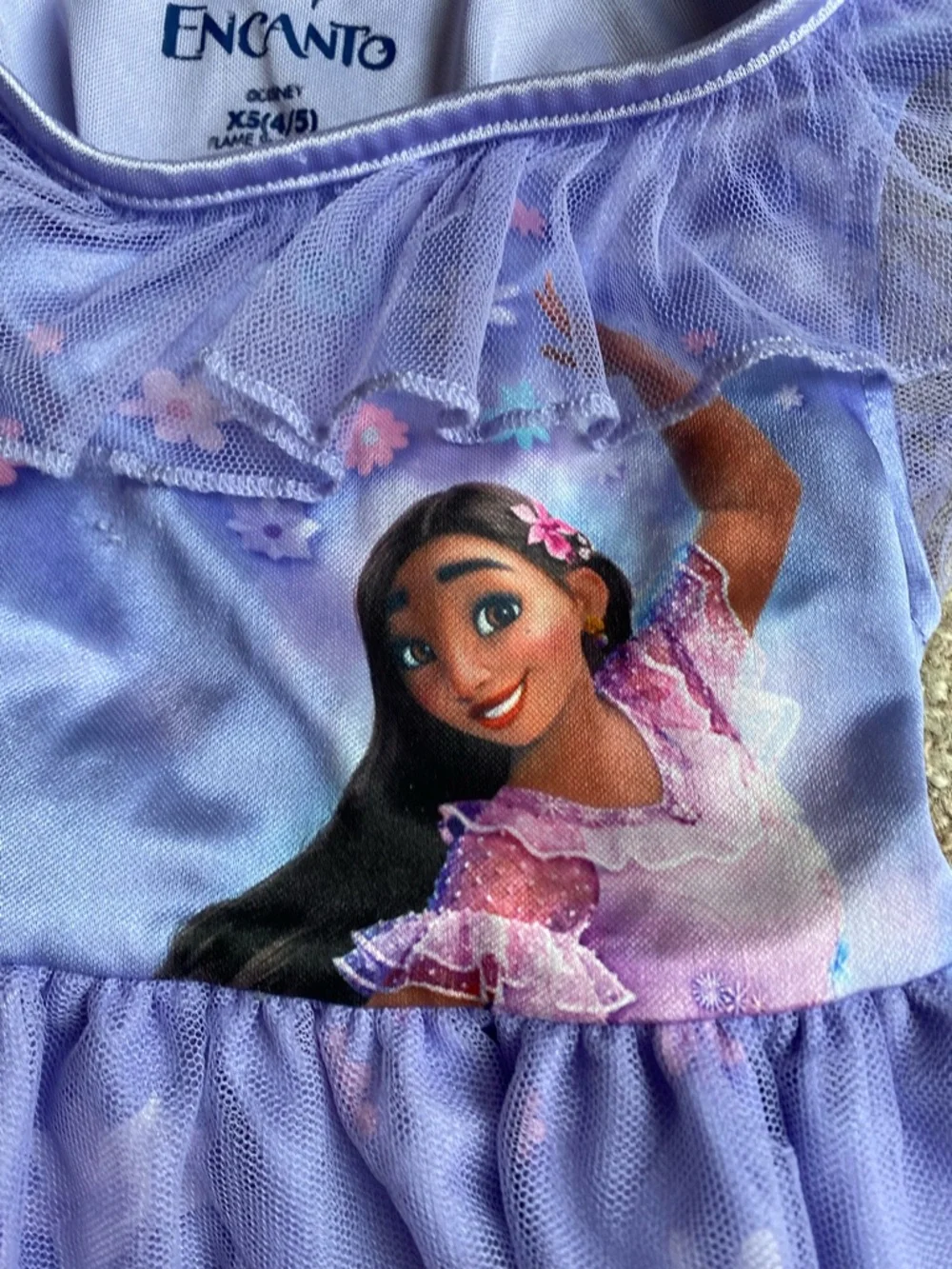 Disney Lavender Encanto Girls Nightgown with Floral Tulle - Picture 3 of 6